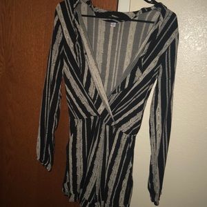 Ruffled black/tan romper